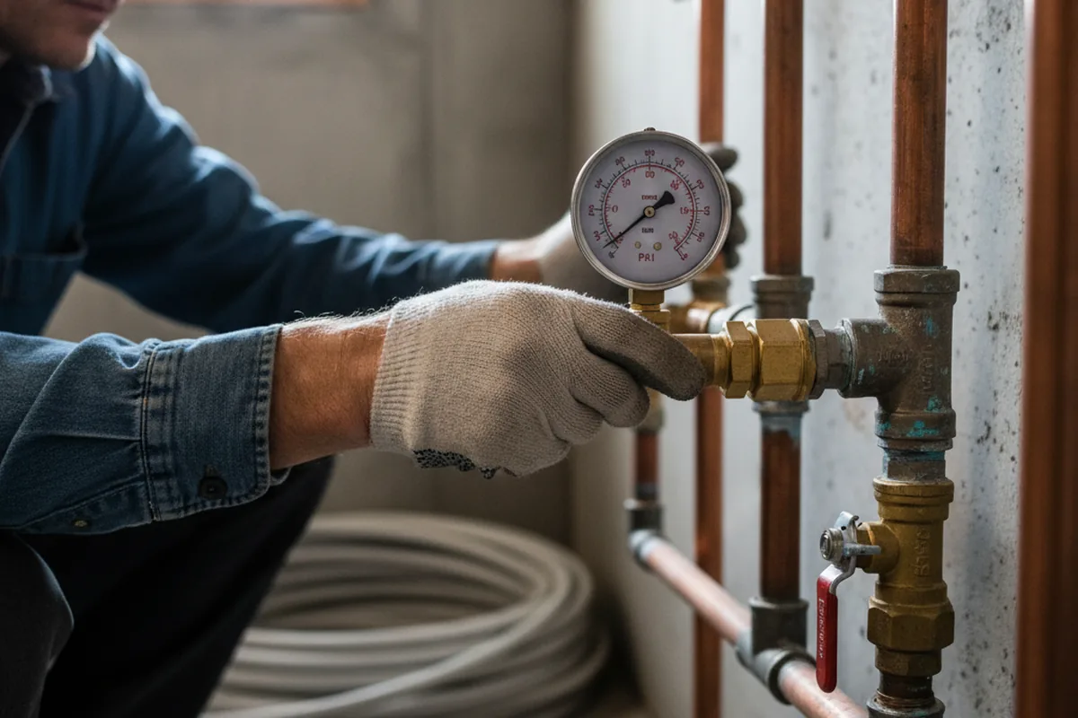 Pressure testing a repaired line during Water Line Repair in Wood Ridge